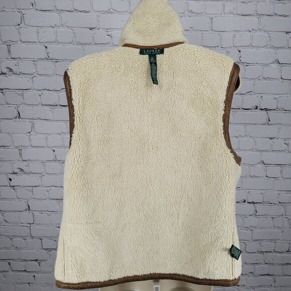 Lauren Ralph Lauren Brown Soft Shell Faux Fur Lined Full Zip Vest Jacket Size XL - Picture 5 of 12